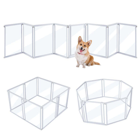Clear Acrylic Transparent Dog Playpen, 125” Extra Wide 6 Panels