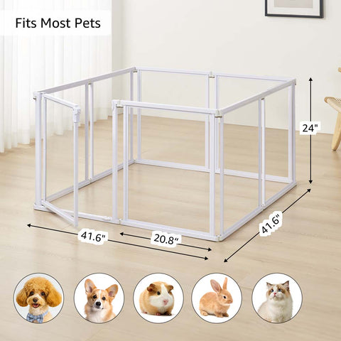 Clear Acrylic Transparent Dog Playpen, 125” Extra Wide 6 Panels