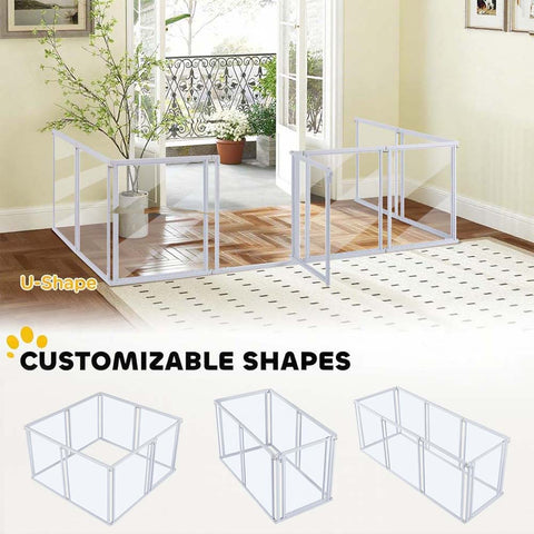 Clear Acrylic Transparent Dog Playpen, 125” Extra Wide 6 Panels