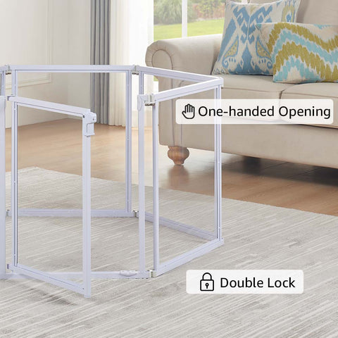 Clear Acrylic Transparent Dog Playpen, 125” Extra Wide 6 Panels