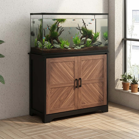 Wooden Aquarium,Fish Tank Stand with Storage Cabinet