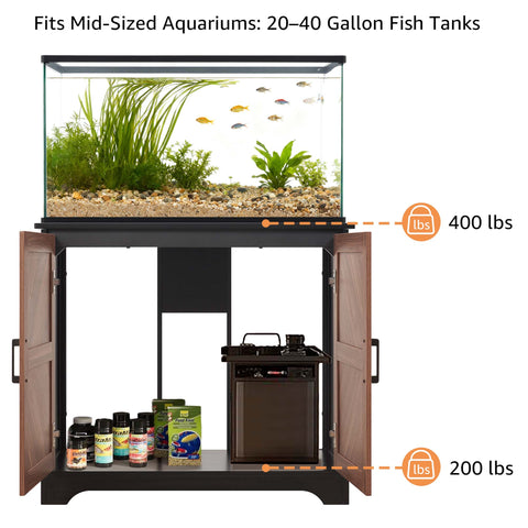 Wooden Aquarium,Fish Tank Stand with Storage Cabinet