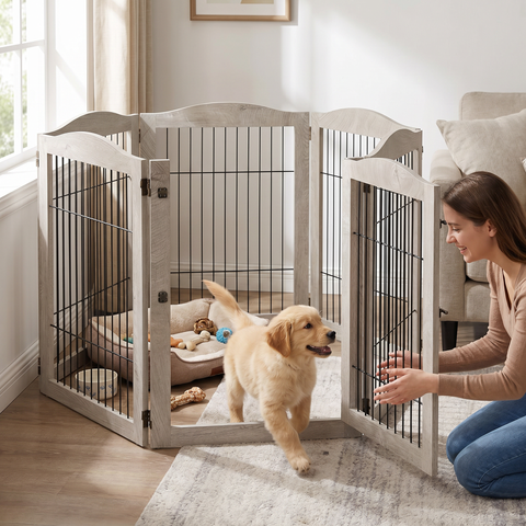 Unipaws Wood and Wire Pet Playpen