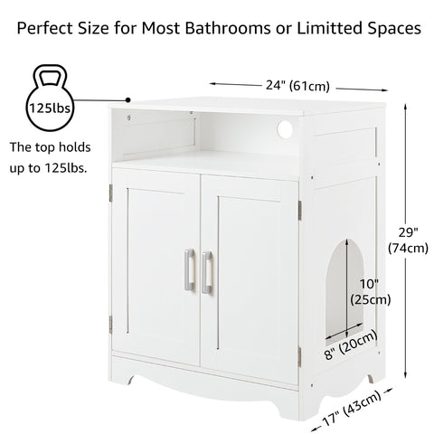 Cat Washroom Litter Box Enclosure – Hidden Cat House with Storage Shelf