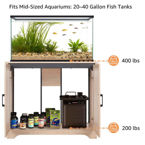Wooden Aquarium,Fish Tank Stand with Storage Cabinet