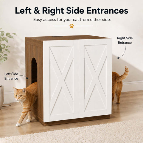 Modern Wooden Cat Litter Box Enclosure with Charging Station | Hidden Furniture‑Style Cabinet