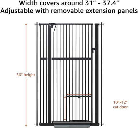 Pet Gate with Cat Door — Extra Wide, Pressure Mounted