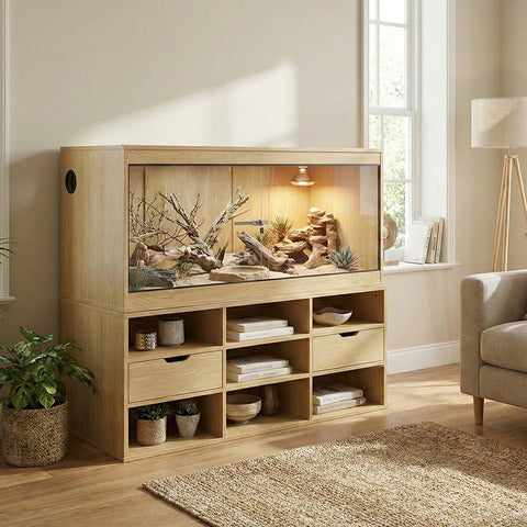 Unipaws Stackable Reptile Tank Enclosure – Front Opening, Sliding Doors