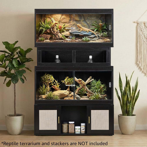 Reptile Tank Stand with Storage Cabinet — Fits 110 Gallon