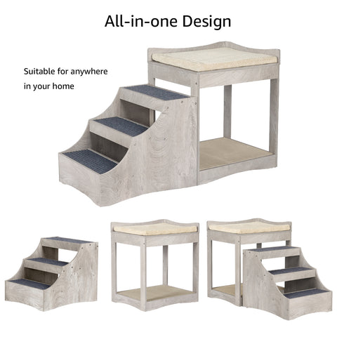 Unipaws Pet Bunk Bed with Removable Step for Dogs and Cats