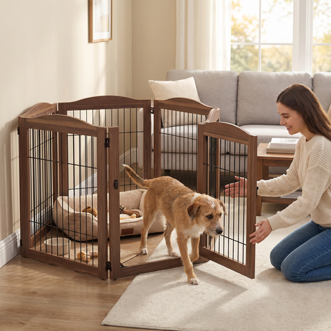 Unipaws Wood and Wire Pet Playpen