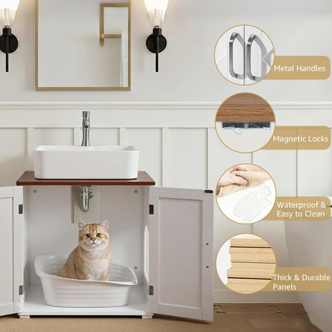 Cat Litter Box Enclosure & Bathroom Sink Cabinet