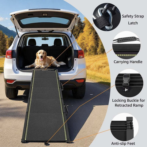 75" Telescoping Dog Ramp for Car, SUV & Truck