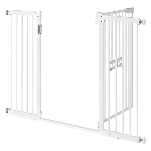 Unipaws LED Expandable Dog Gate with Cat Door 30"H