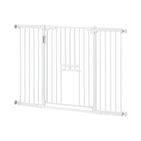 Unipaws LED Expandable Dog Gate with Cat Door 30"H