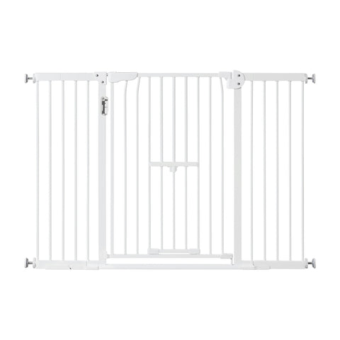 Unipaws LED Expandable Dog Gate with Cat Door 30"H