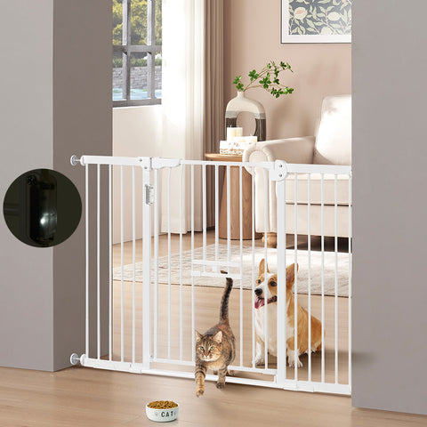 Unipaws LED Expandable Dog Gate with Cat Door 30"H
