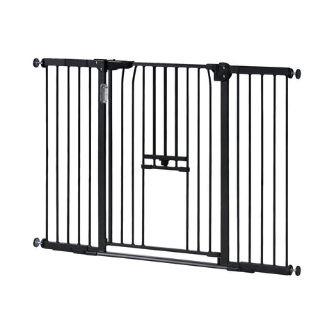 Unipaws LED Expandable Dog Gate with Cat Door 30"H