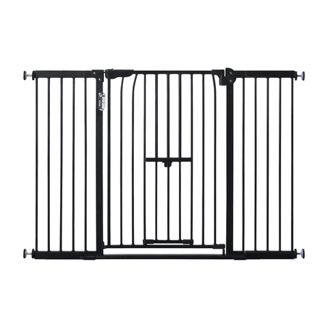Unipaws LED Expandable Dog Gate with Cat Door 30"H