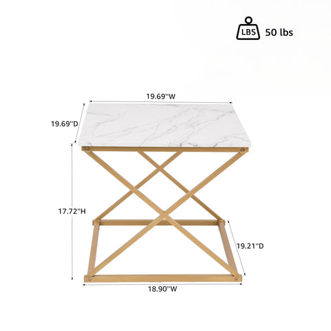 Unipaws 3-Piece Faux Marble Coffee Table Set with Gold Frame