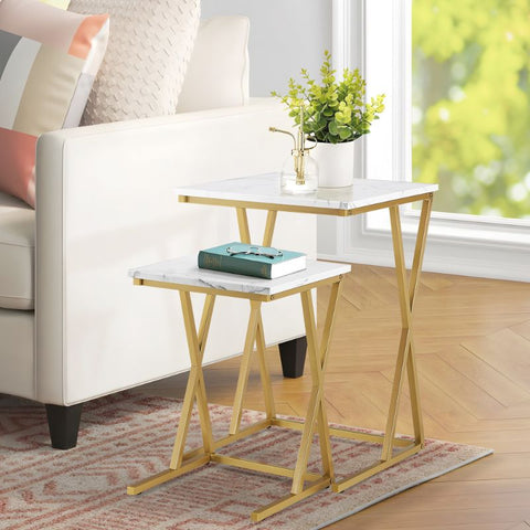 Unipaws Marble Nesting Coffee Tables Set of 2