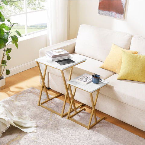 Unipaws Marble Nesting Coffee Tables Set of 2