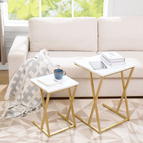 Unipaws Marble Nesting Coffee Tables Set of 2