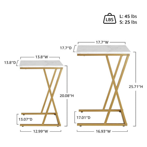 Unipaws Marble Nesting Coffee Tables Set of 2
