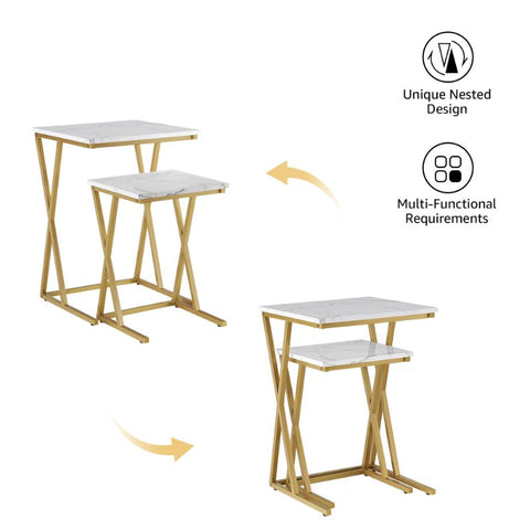 Unipaws Marble Nesting Coffee Tables Set of 2