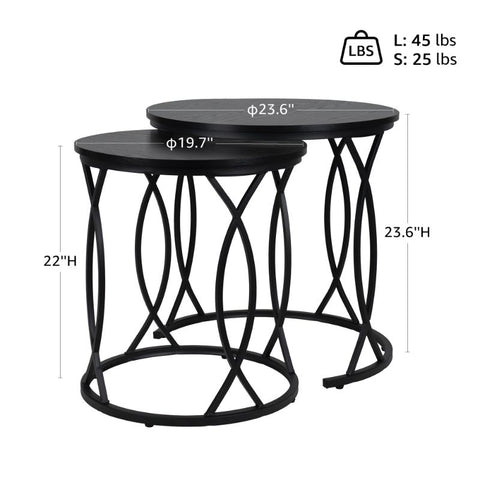 Unipaws Black Nesting Coffee Table Set of 2