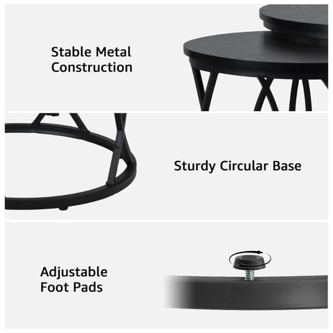Unipaws Black Nesting Coffee Table Set of 2