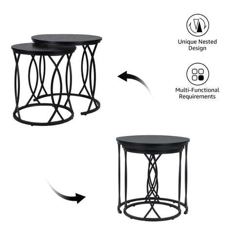 Unipaws Black Nesting Coffee Table Set of 2