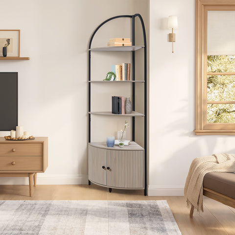 Corner Storage Shelf Stand with Cabinet