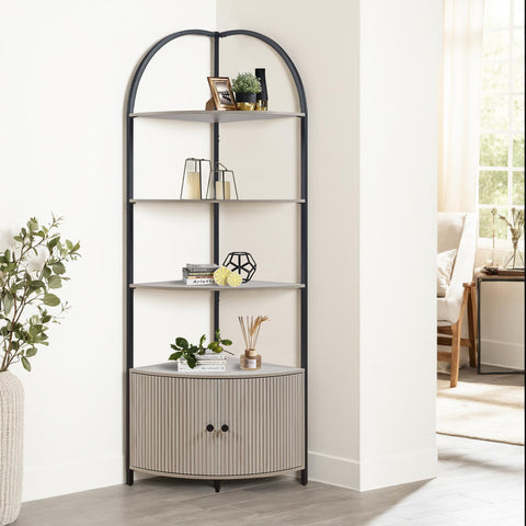 Corner Storage Shelf Stand with Cabinet