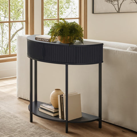 Half Moon Console Table with Drawer Storage