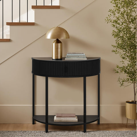 Half Moon Console Table with Drawer Storage