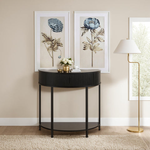 Half Moon Console Table with Drawer Storage