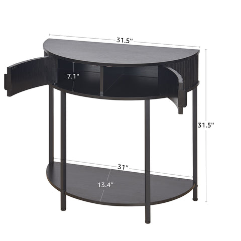 Half Moon Console Table with Drawer Storage