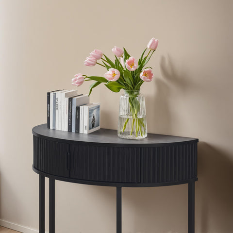 Half Moon Console Table with Drawer Storage