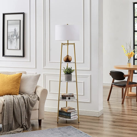 Unipaws 4-Tier Gold Shelf Floor Lamp