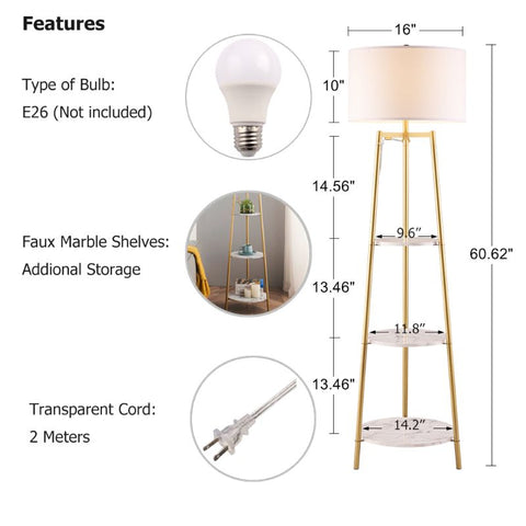 Unipaws Standing Reading Light with Round Shelves