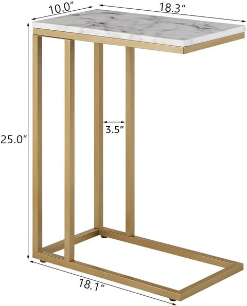 Unipaws C-Shape Faux Marble Side Table