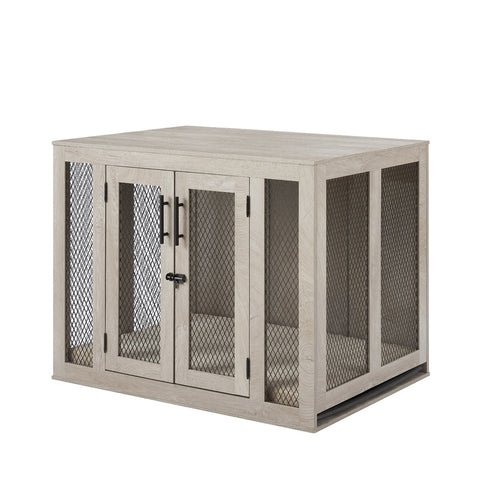 Unipaws  Stylish Wooden Dog Crate & Decor Table with Cushion