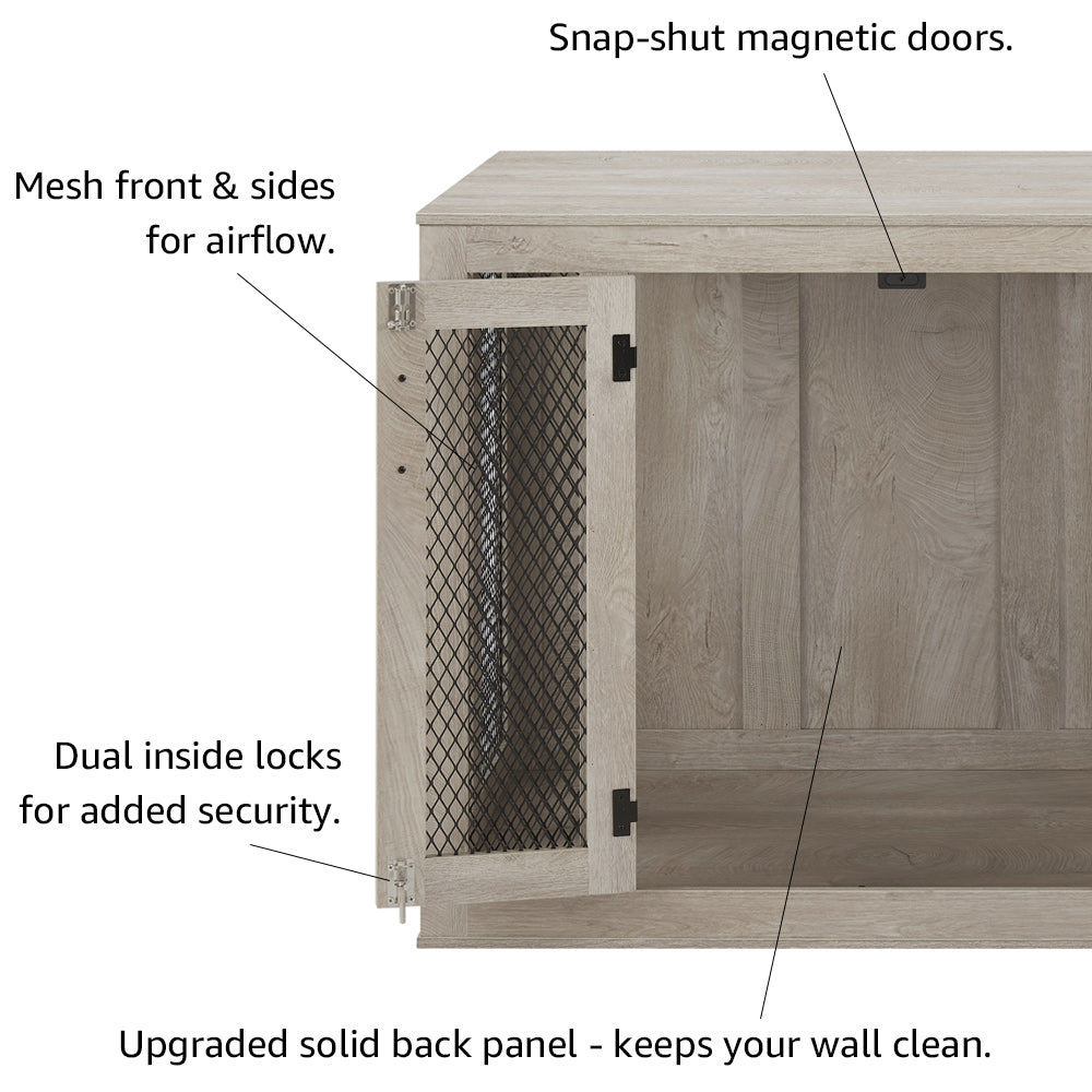 Unipaws  Stylish Wooden Dog Crate & Decor Table with Cushion