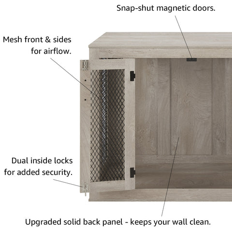 Unipaws  Stylish Wooden Dog Crate & Decor Table with Cushion