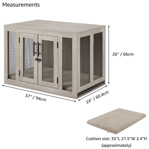 Unipaws  Stylish Wooden Dog Crate & Decor Table with Cushion