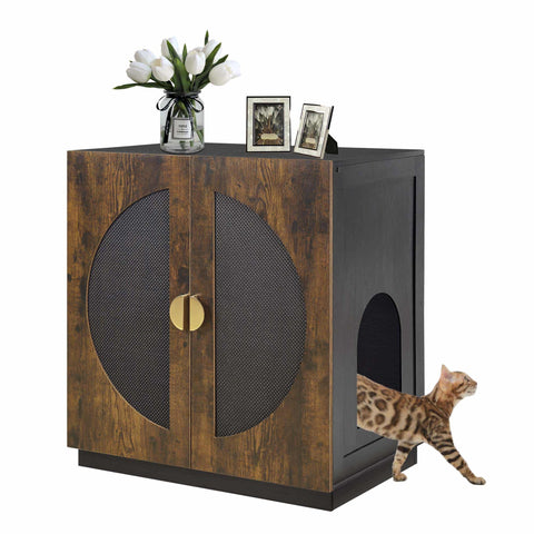 Unipaws Tall Cat Litter Box Enclosure with Shelves