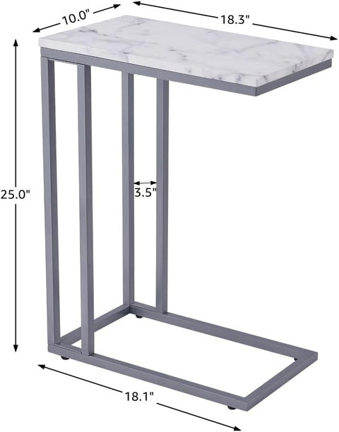 Unipaws C-Shape Faux Marble Side Table