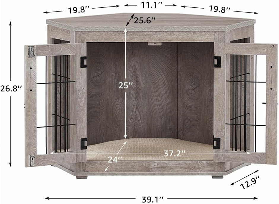 Stylish Wooden Corner Dog Crate