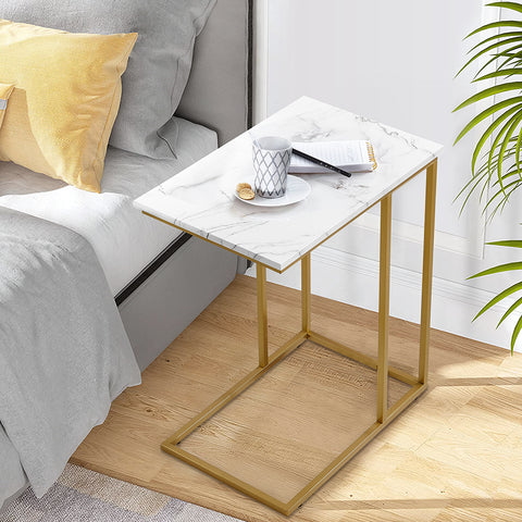 Unipaws C-Shape Faux Marble Side Table